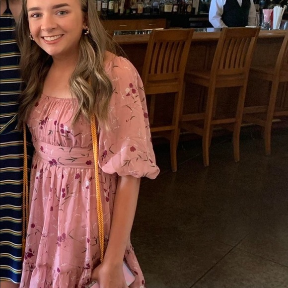 •“Abby Off-Shoulder Tie-Up Back Dress Floral Print Rose” from Selfie Leslie - Picture 3 of 4